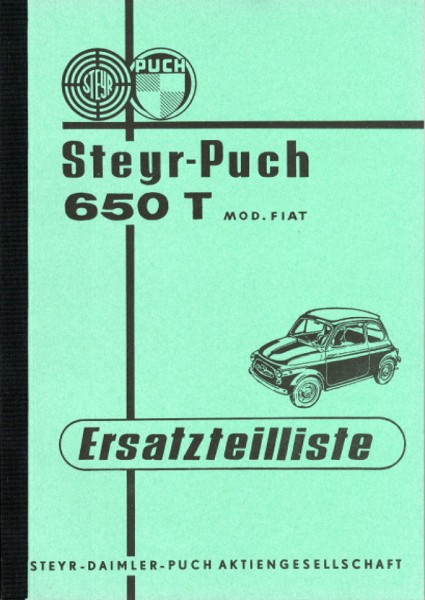 Ersatzteilliste Steyr-Puch 650 T, 1963 und Anhang 66 Europa